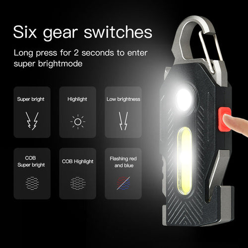 Multifunctional Charging Emergency Light Convenient Keychain Work Ligh