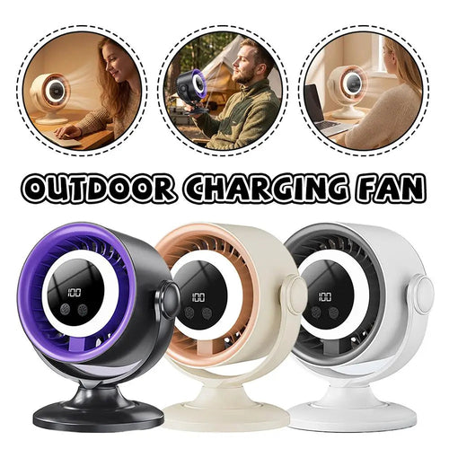 Turbo Desk Fan With Digital Display 100 Speed Rechargeable Air