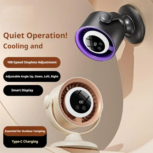 Turbo Desk Fan With Digital Display 100 Speed Rechargeable Air
