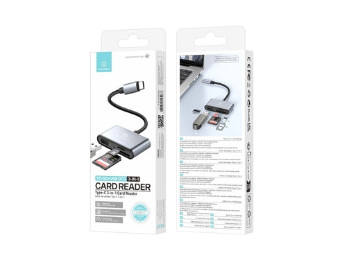 Techancy Leitor de Cartoes KJ8813 USB-C 3 em 1 TF SD USB OTG Plug and