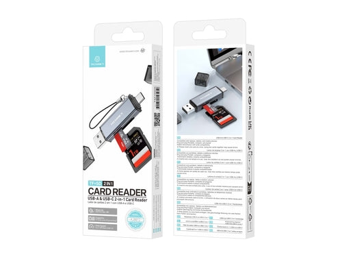 Techancy Leitor de Cartoes KJ8812 USB-A + USB-C 2 em 1 para Cartoes TF