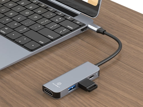 Techancy Hub USB-C 4 em 1 KT2908 com HDTV, PD, USB 3.0 e USB 2.0,
