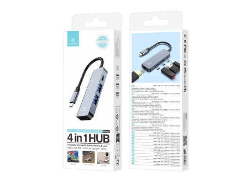 Techancy Hub USB-C 4 em 1 KT2908 com HDTV, PD, USB 3.0 e USB 2.0,
