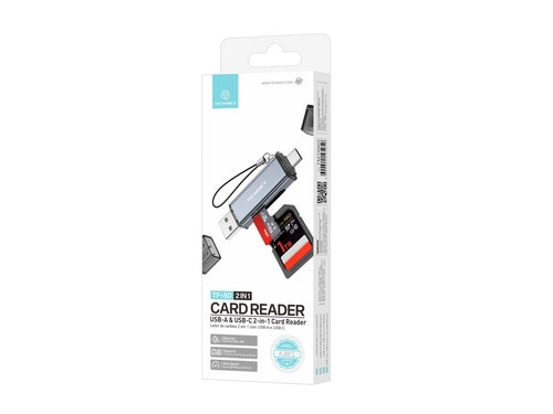 Techancy Leitor de Cartoes KJ8812 USB-A + USB-C 2 em 1 para Cartoes TF