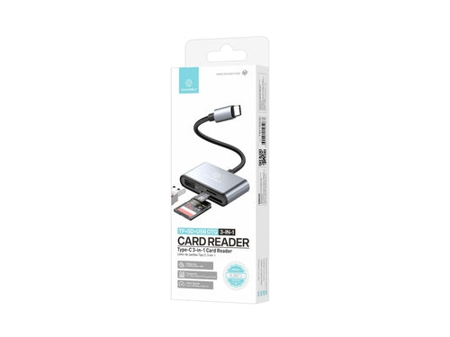 Techancy Leitor de Cartoes KJ8813 USB-C 3 em 1 TF SD USB OTG Plug and